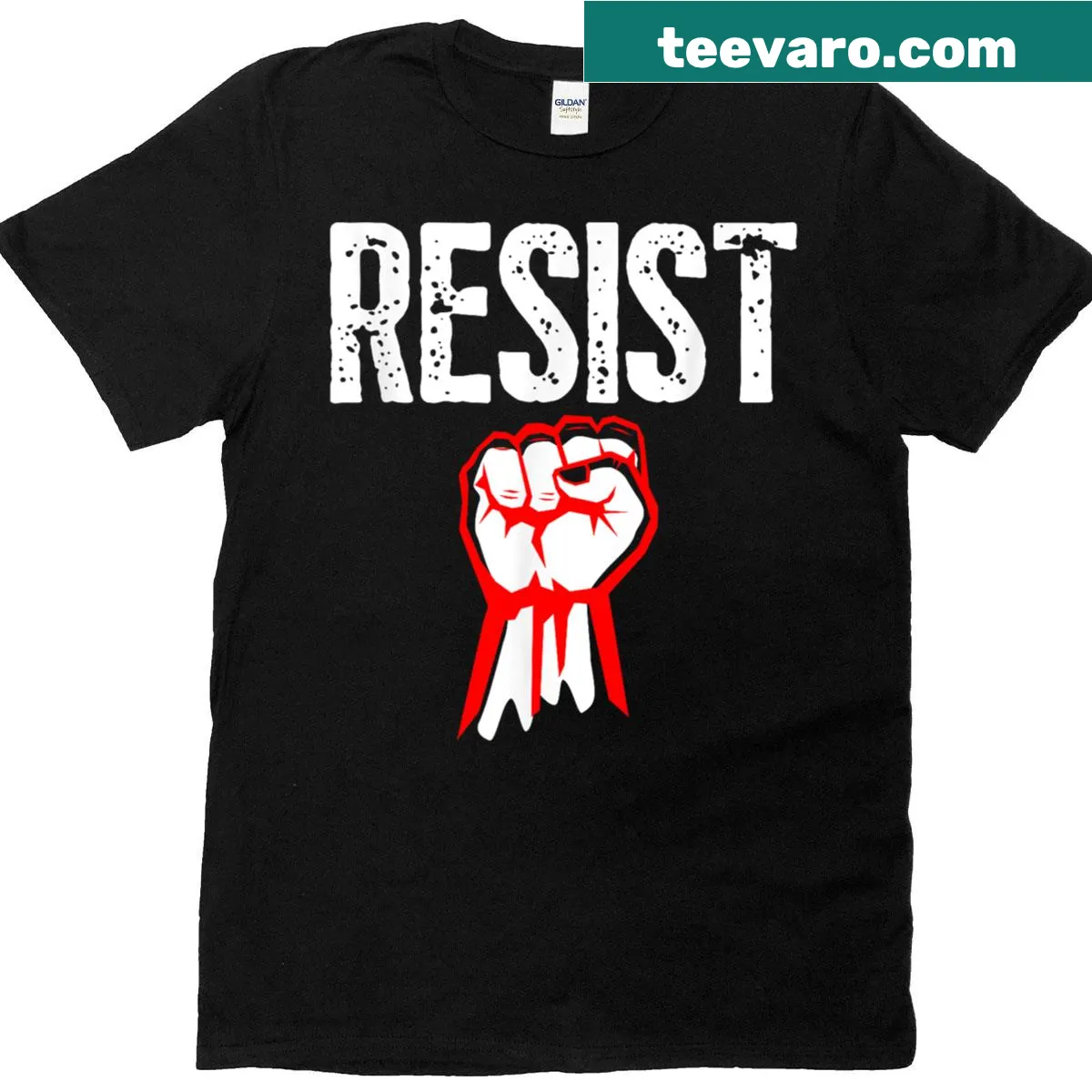 Raised fist graphic with text Be Part Of The Resistance on a t-shirt — on a men's t-shirt