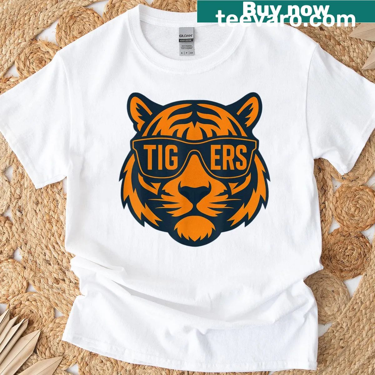 Distressed vintage T-shirt featuring tiger imagery — on a men's t-shirt