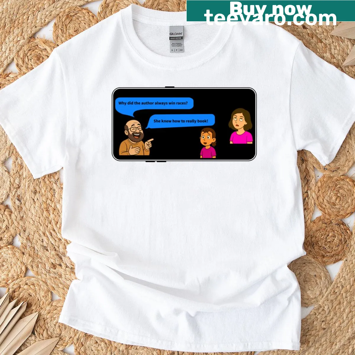 T-shirt with the phrase She Knew How To Really Book, celebrating reading — on a men's t-shirt