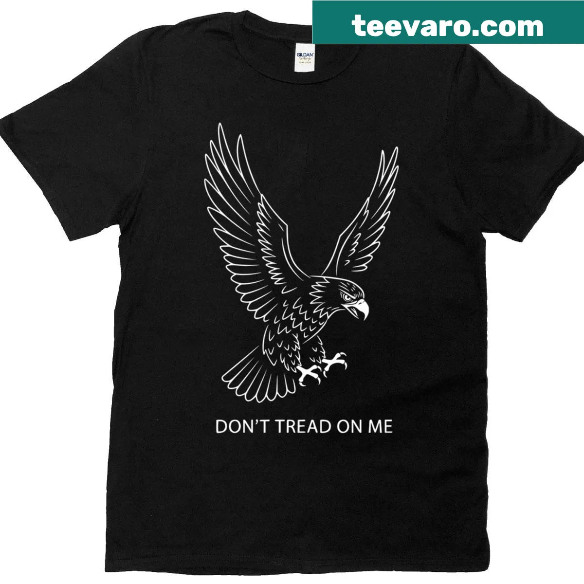 Eagle illustration T-shirt with 'Dont Tread On Me' text — on a men's t-shirt