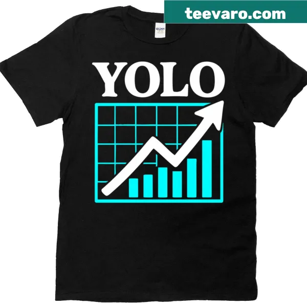 Funny vintage T-shirt with stock chart graphic and YOLO text