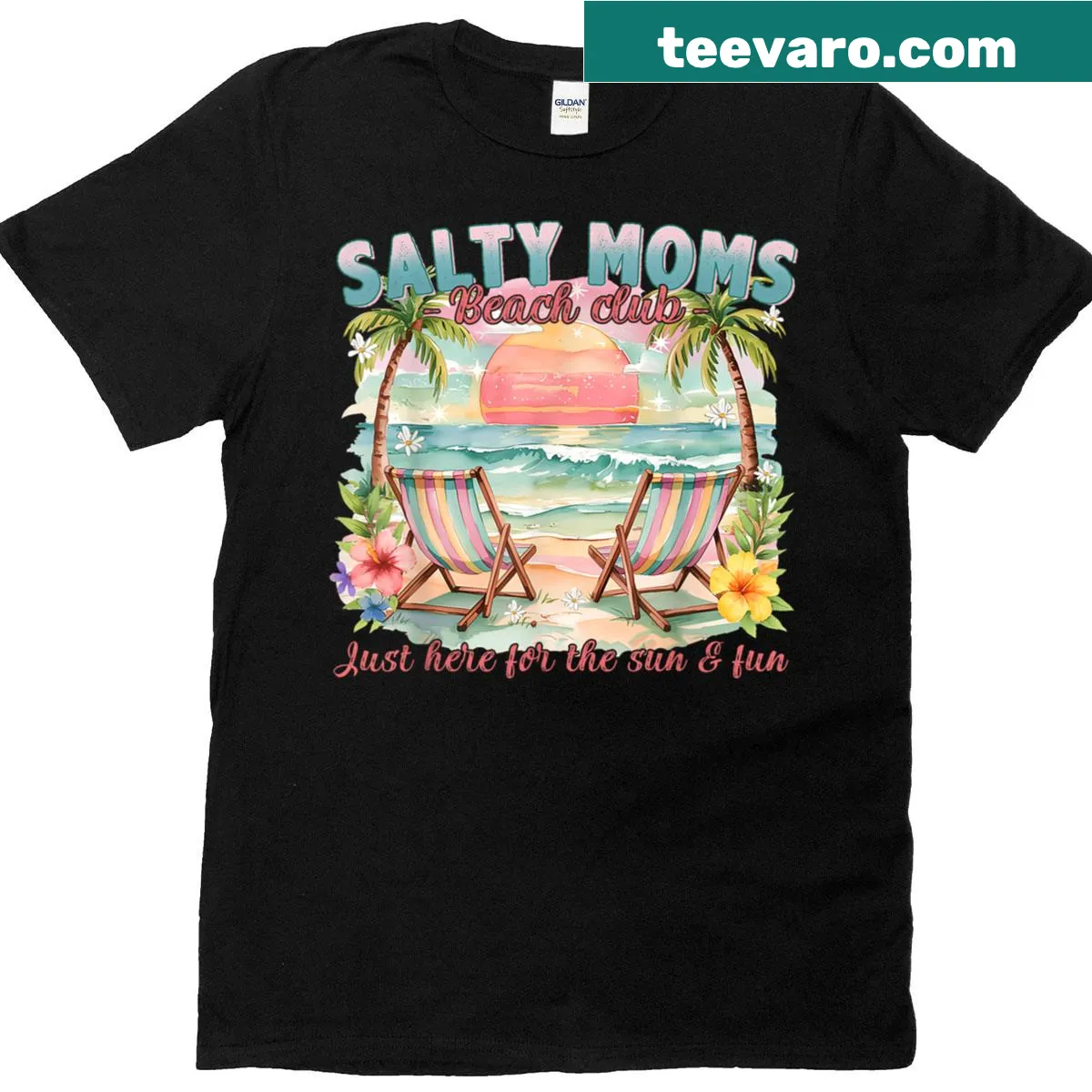 Funny beach-themed T-shirt for salty moms celebrating summer vibes — on a men's t-shirt