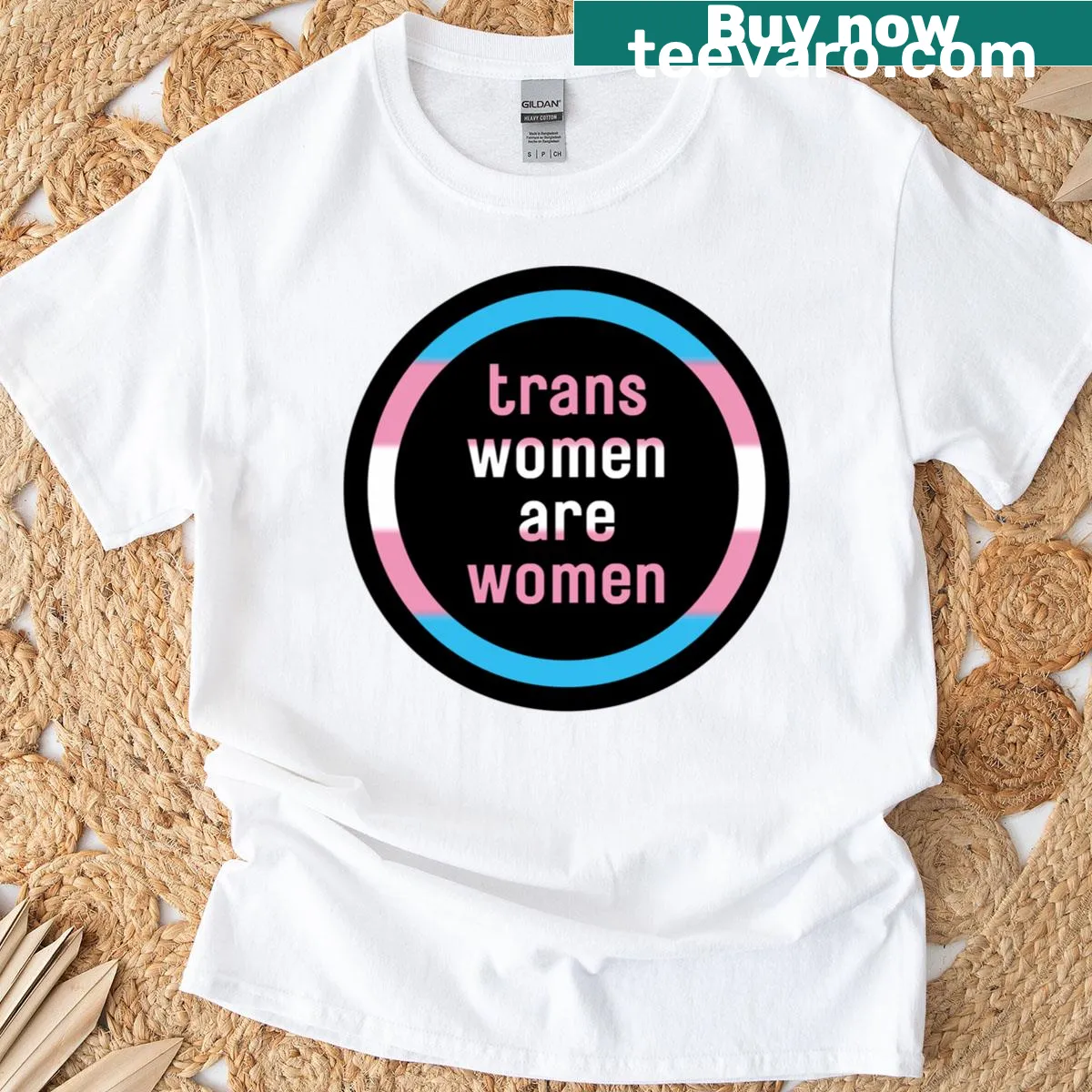 Bold text t-shirt stating 'Trans Women Are Women' — on a men's t-shirt