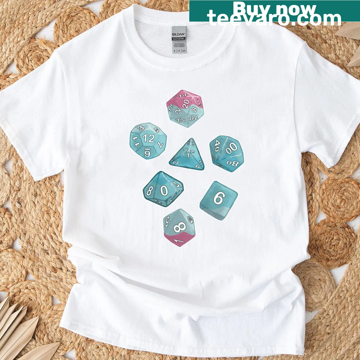 Dice-themed design on a transmasc t-shirt — on a men's t-shirt