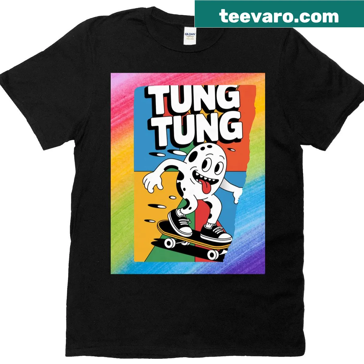 Cartoon graphic on oversized skater vibes T-shirt. — on a men's t-shirt
