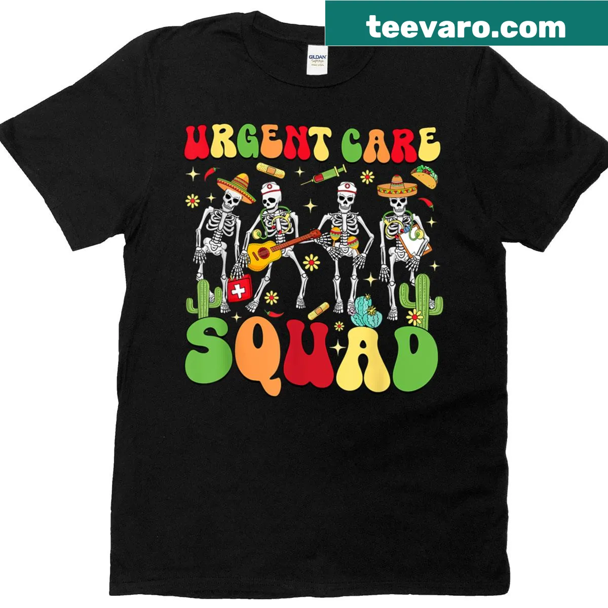 Funny Urgent Care Squad T-shirt for nurses celebrating Cinco de Mayo. — on a men's t-shirt