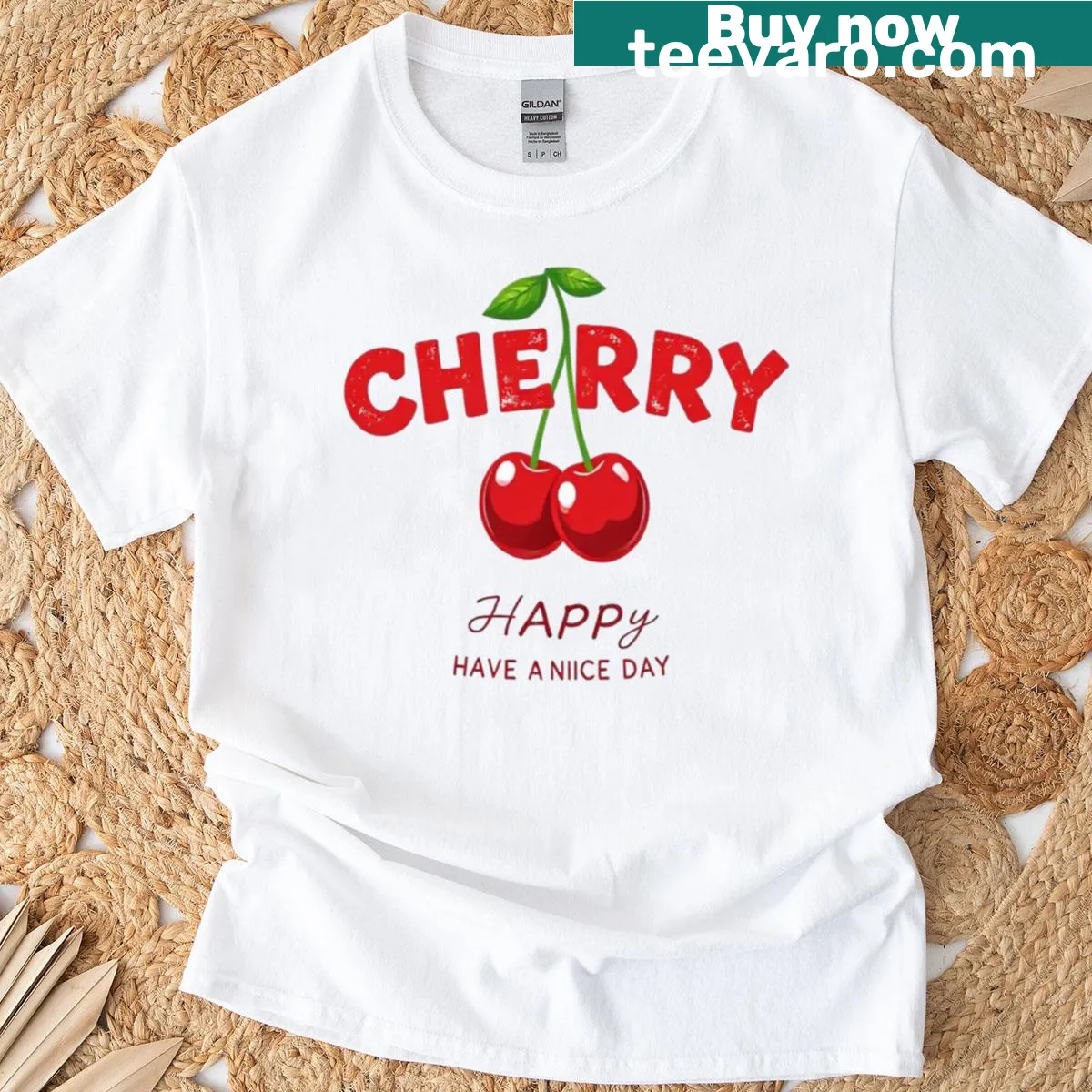 Vintage cherry graphic design on a retro summer t-shirt — on a men's t-shirt