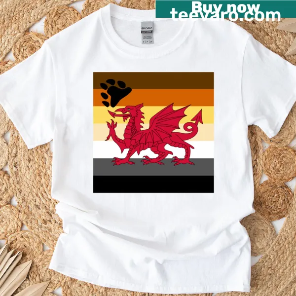 Welsh bear and pride flag graphic on t-shirt