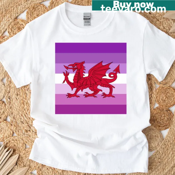 Stylized Welsh femme pride flag graphic t-shirt