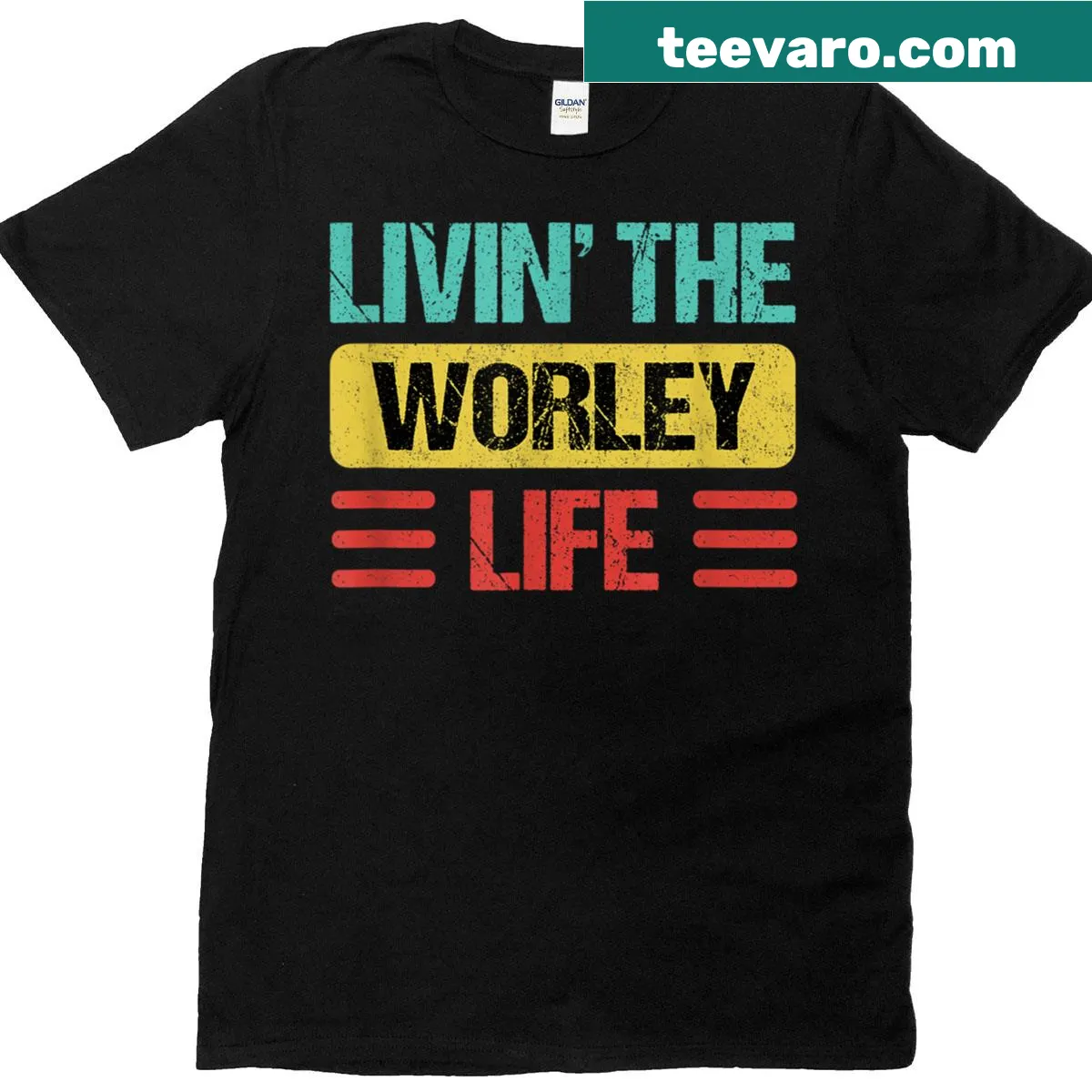 Personalized T-shirt featuring the Worley name in classic typography — on a men's t-shirt