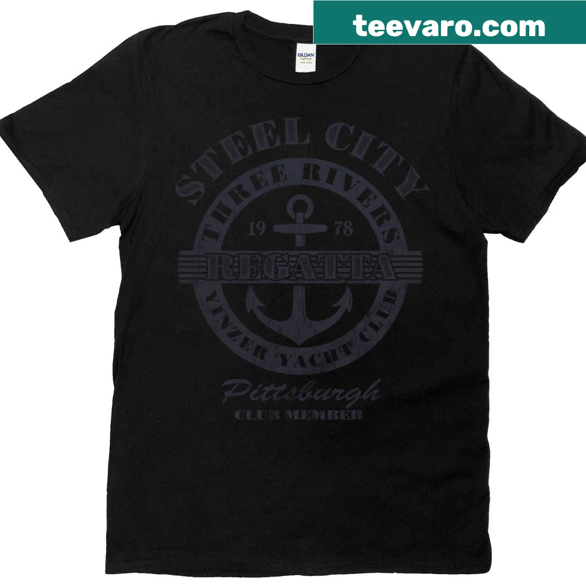 Yinzer Yacht Club themed oversized T-shirt — on a men's t-shirt