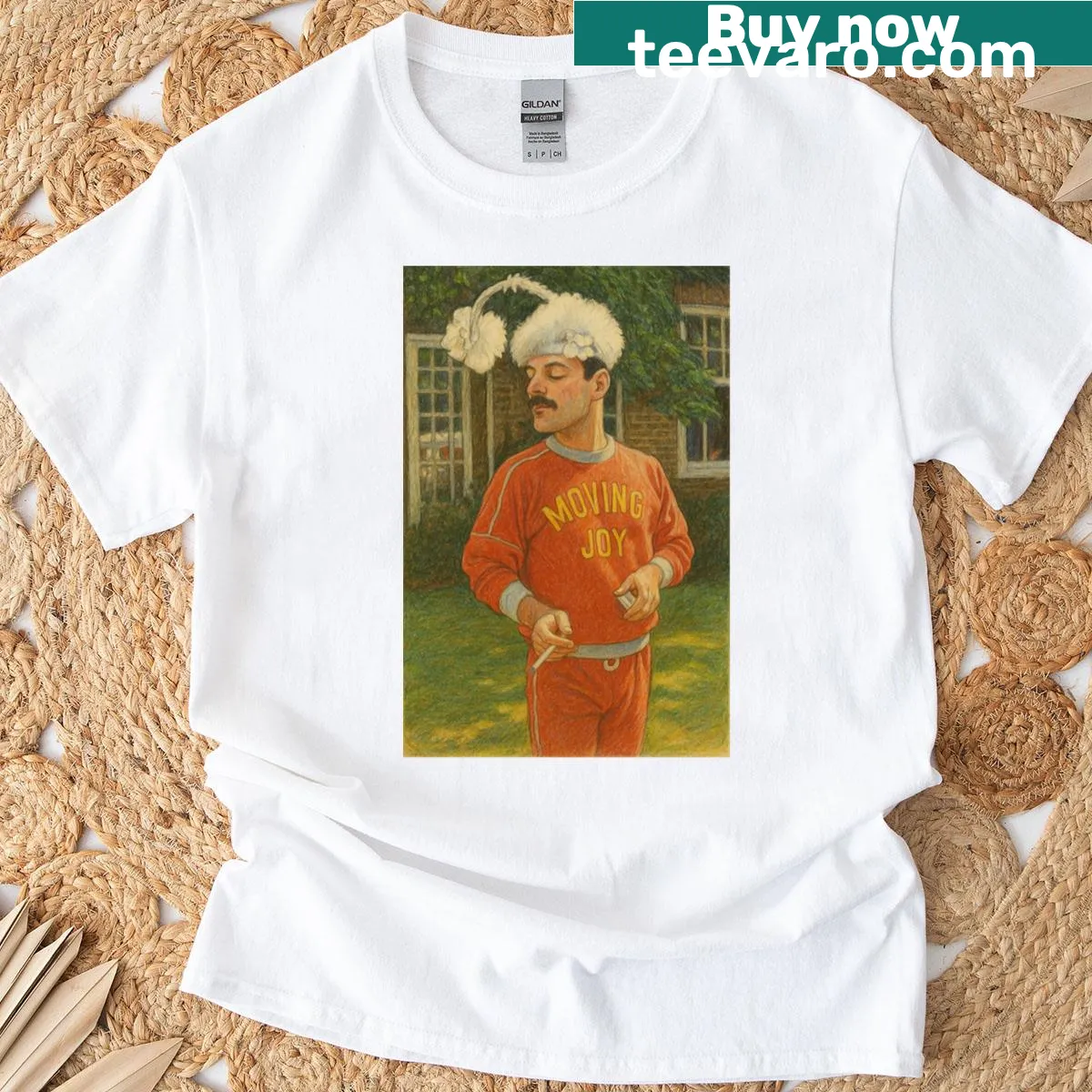 Colored pencil portrait of Freddie Mercury on a T-shirt — on a men's t-shirt
