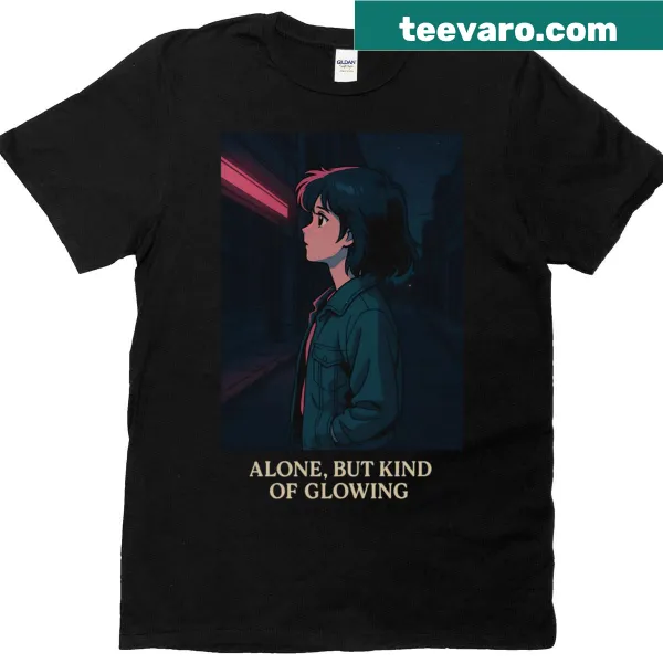 Retro anime girl t-shirt with glowing aesthetic design