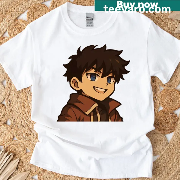 Anime boy character graphic on t-shirt