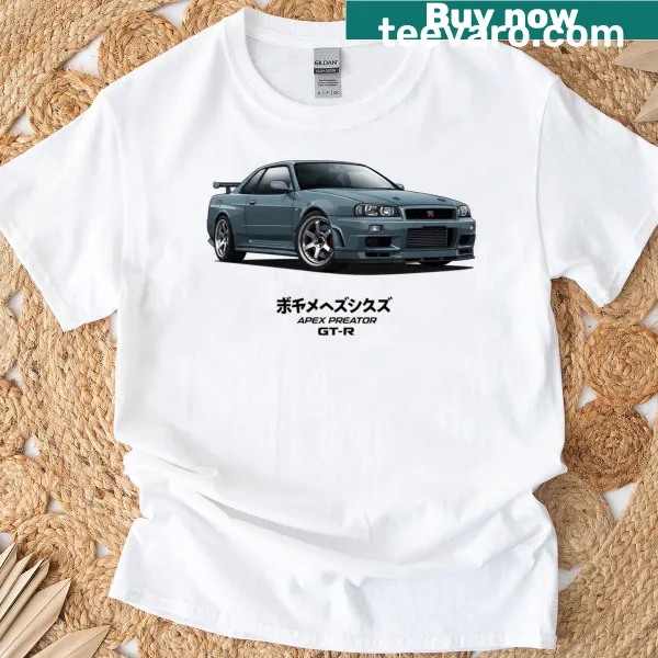 Artwork of an Apex Predator GT-R on a T-shirt
