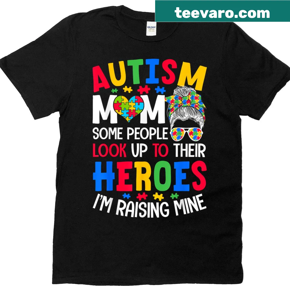 T-shirt celebrating Autism Moms with a groovy design — on a men's t-shirt