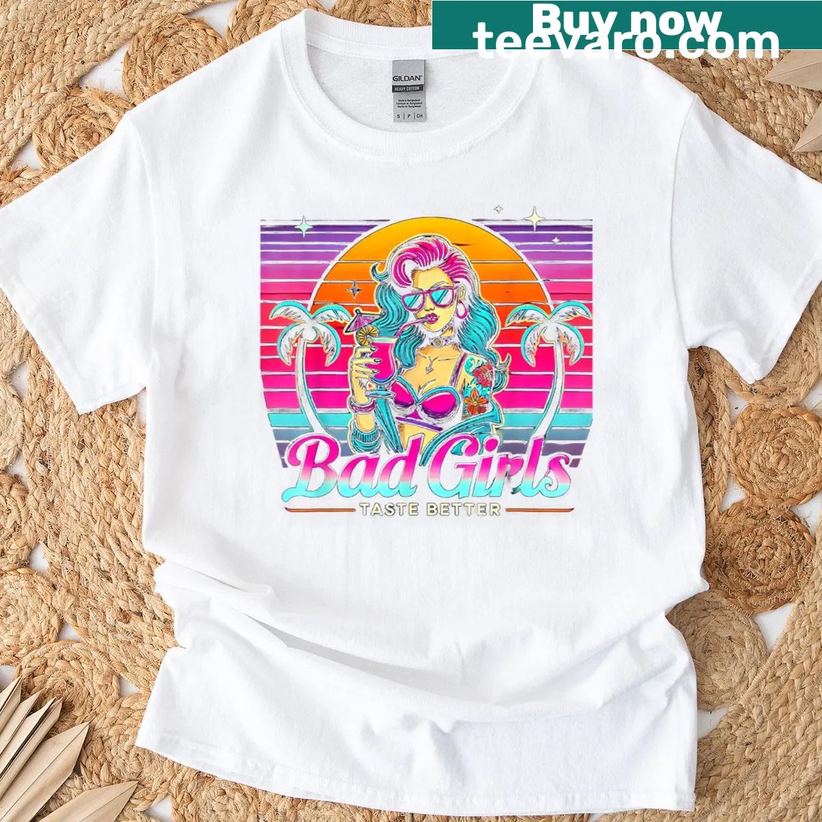 Vintage tattoo graphic of a girl on a T-shirt — on a men's t-shirt