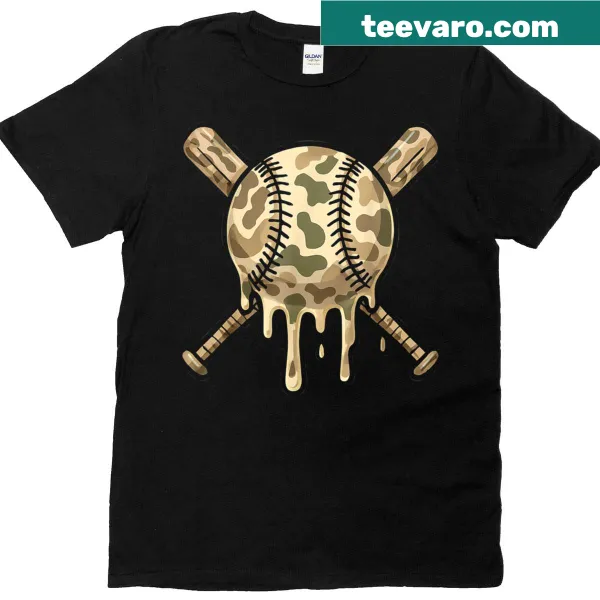 Camo design with baseball bats for a boys sports t-shirt