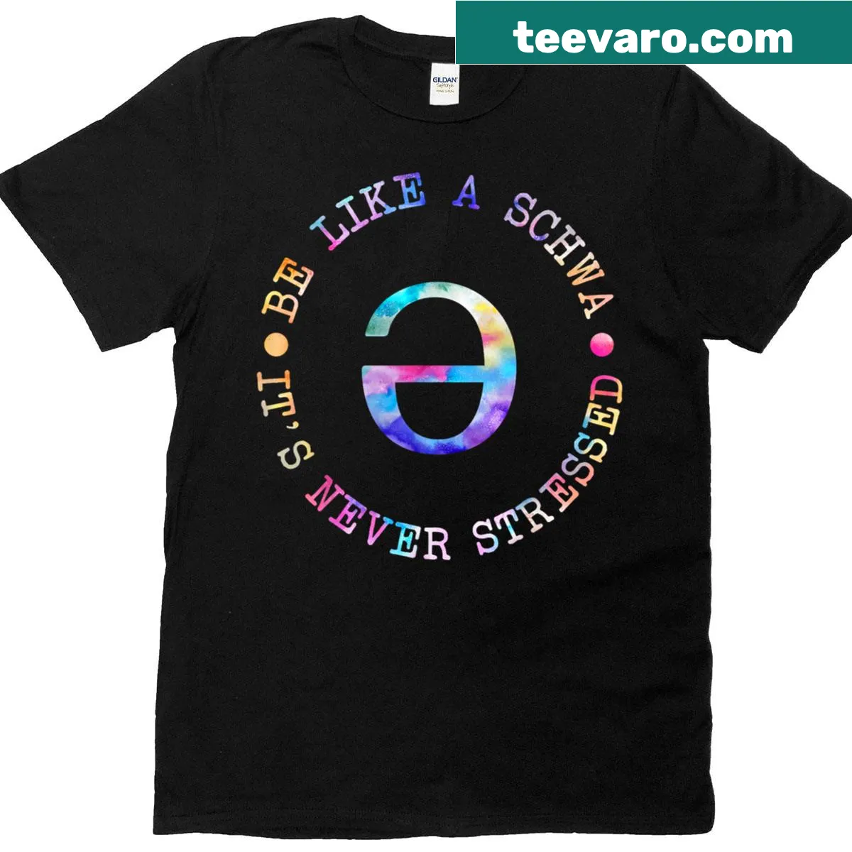 Language teacher t-shirt with schwa humor — on a men's t-shirt