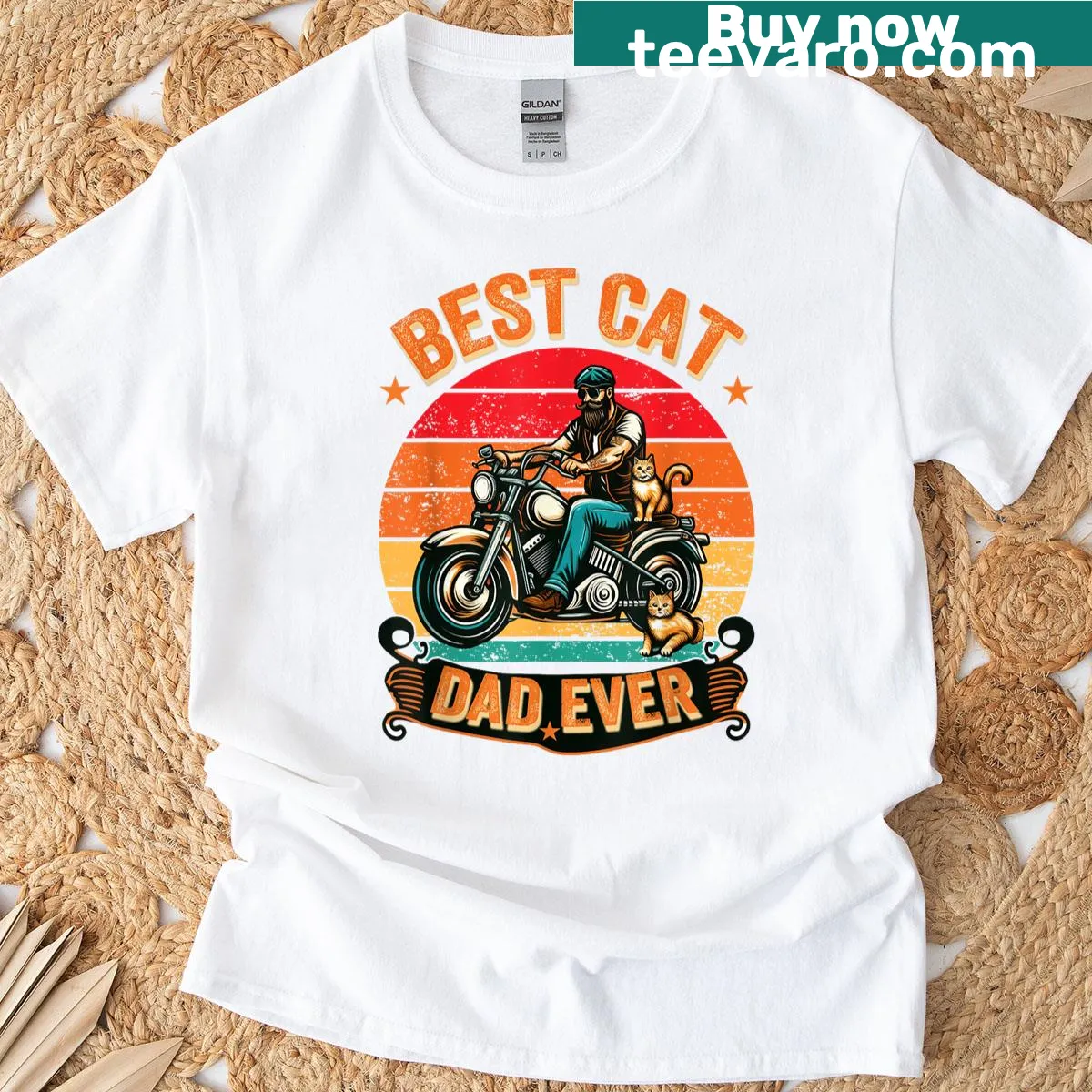 Vintage retro t-shirt for cat dads — on a men's t-shirt