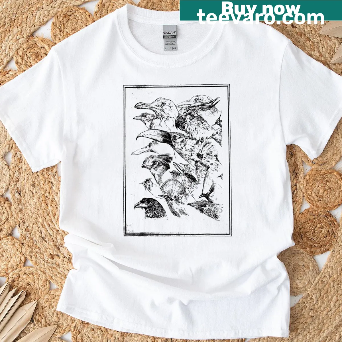 Illustration of birds in flight celebrating birdwatching and ornithology — on a men's t-shirt
