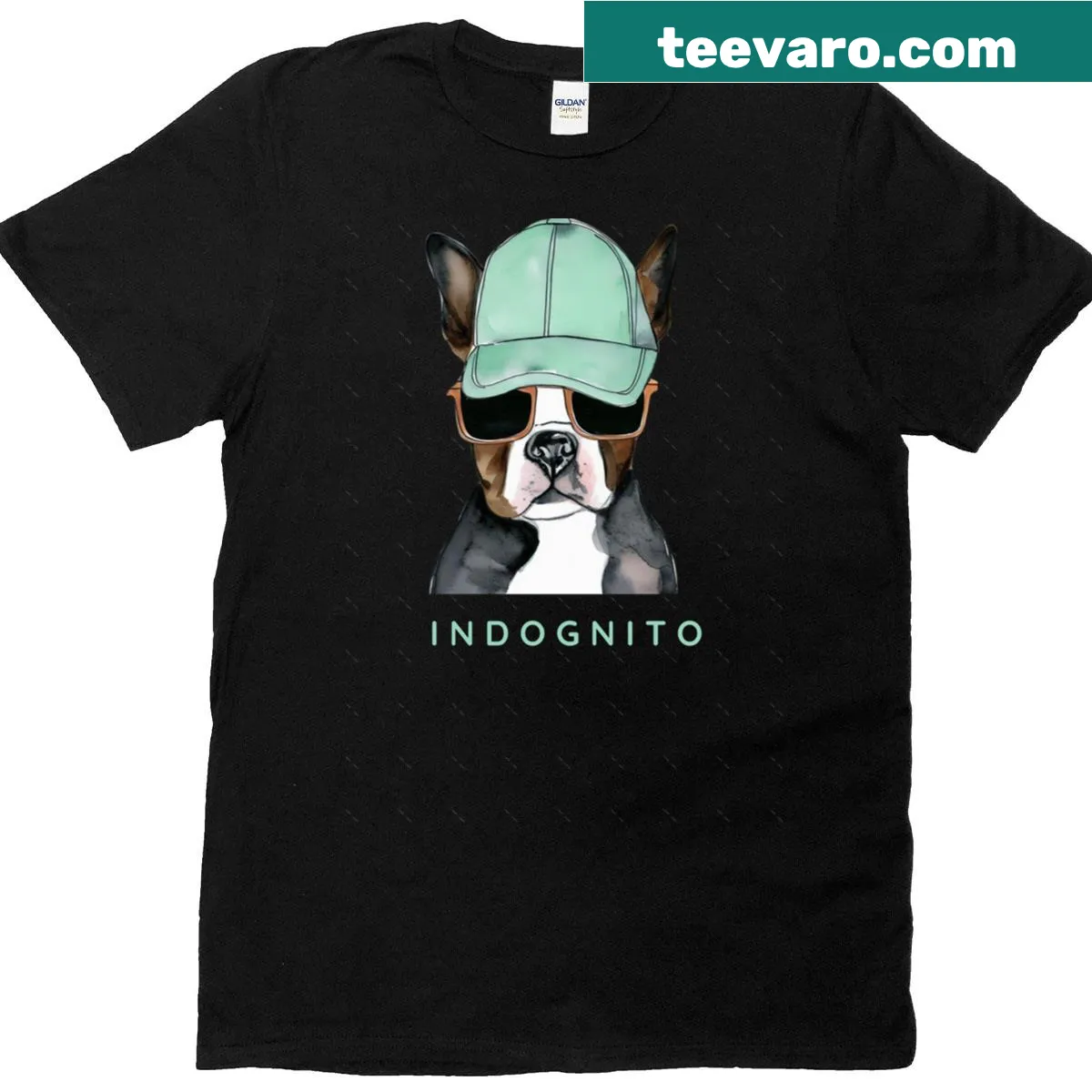 Oversized t-shirt featuring a playful Boston Terrier in disguise — on a men's t-shirt
