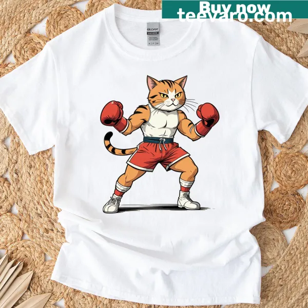 Adorable illustration of a cat in a box on a T-shirt