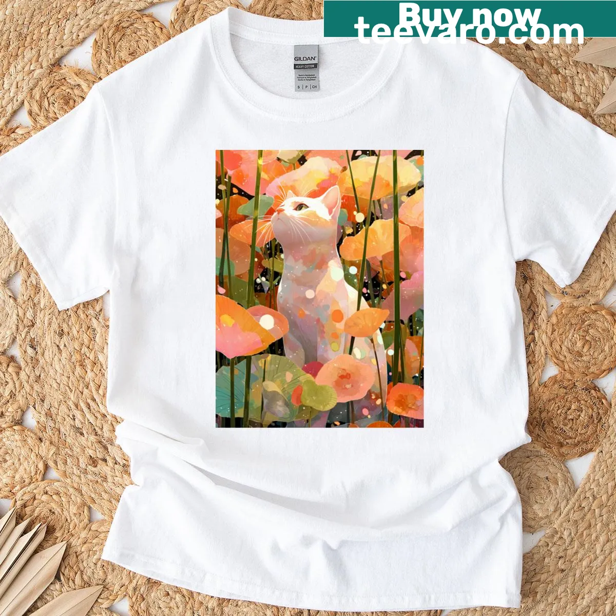 Illustration of blooming flowers in brushstroke style for nature lovers — on a men's t-shirt