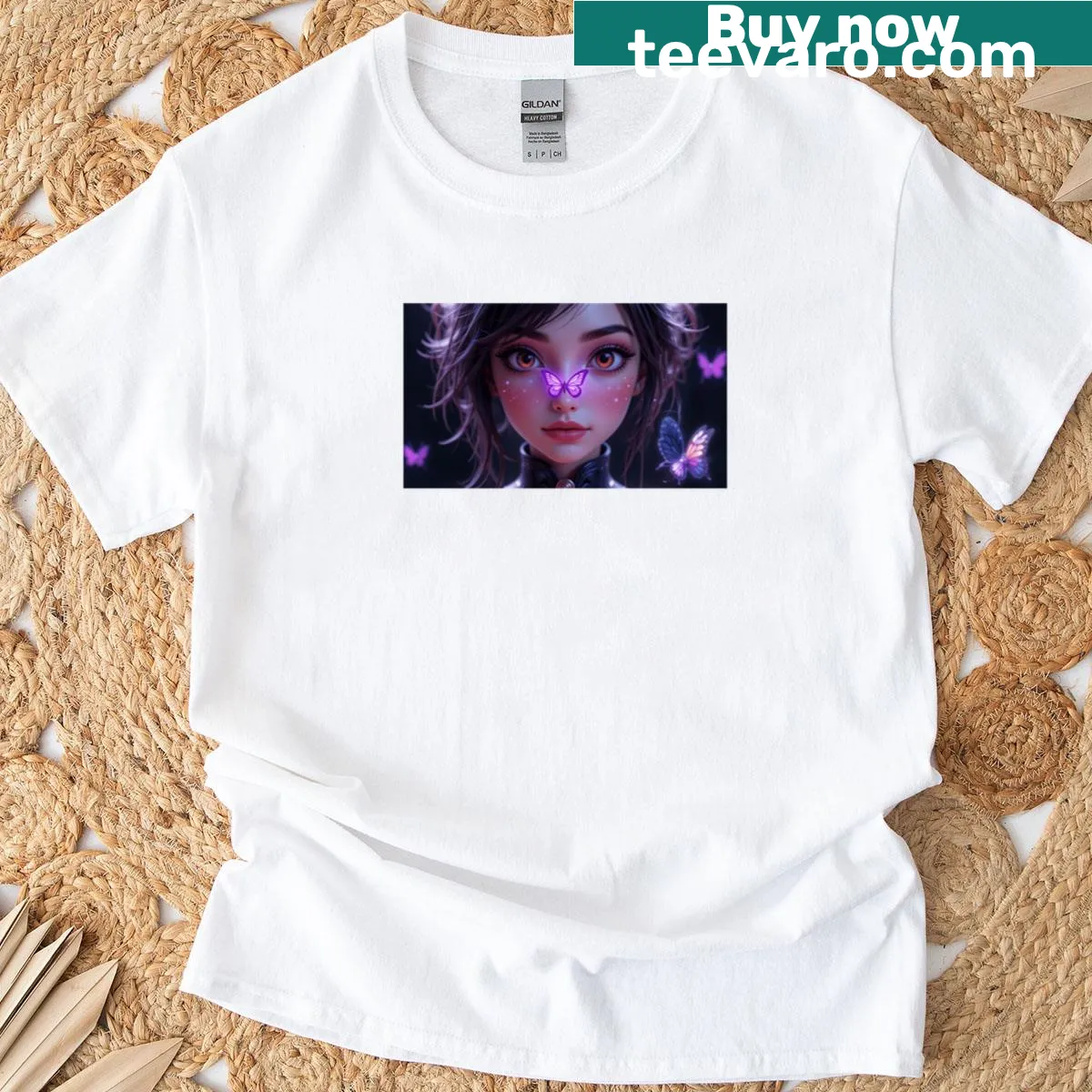 Charming Butterfly Kiss graphic t-shirt celebrating nature — on a men's t-shirt