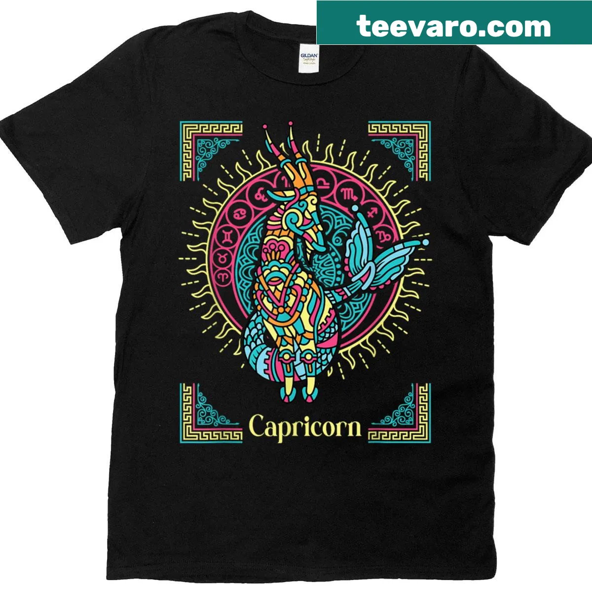 Capricorn zodiac symbol T-shirt for astrology lovers — on a men's t-shirt