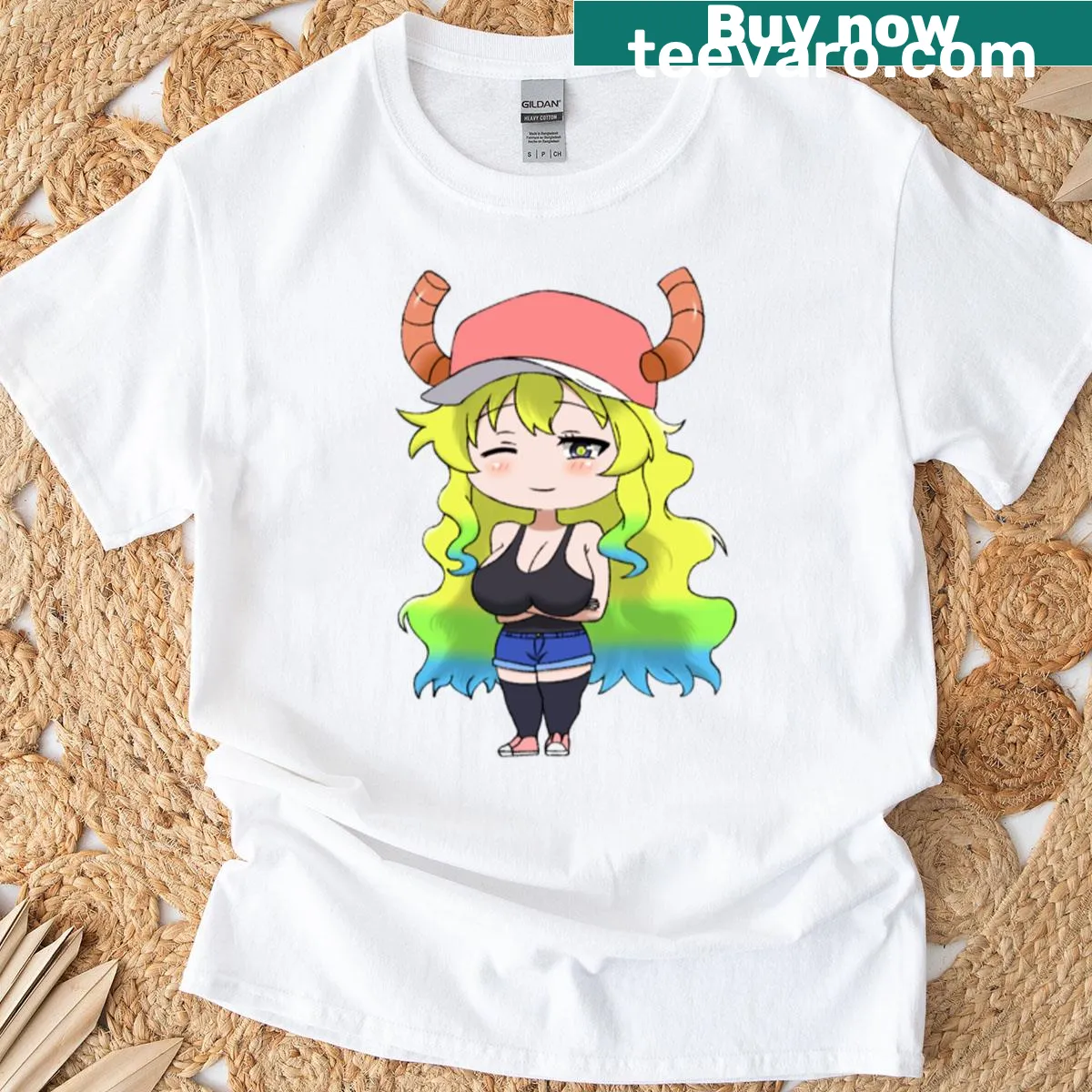Chibi-style t-shirt featuring Lucoa character design — on a men's t-shirt