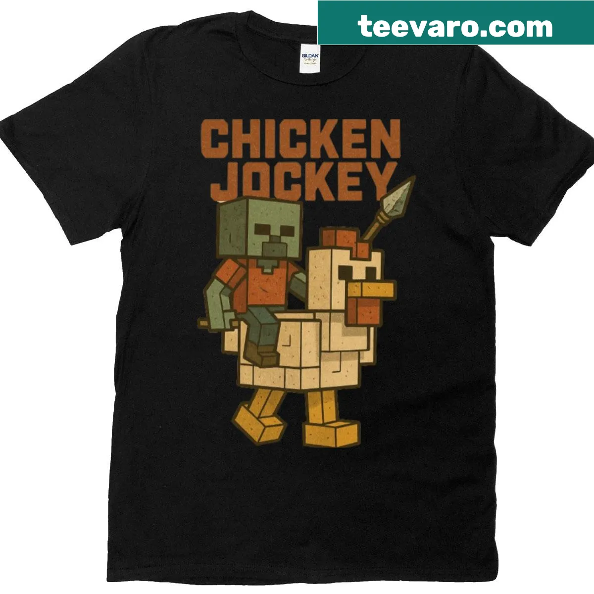 Retro Minecraft chicken jockey oversized t-shirt — on a men's t-shirt