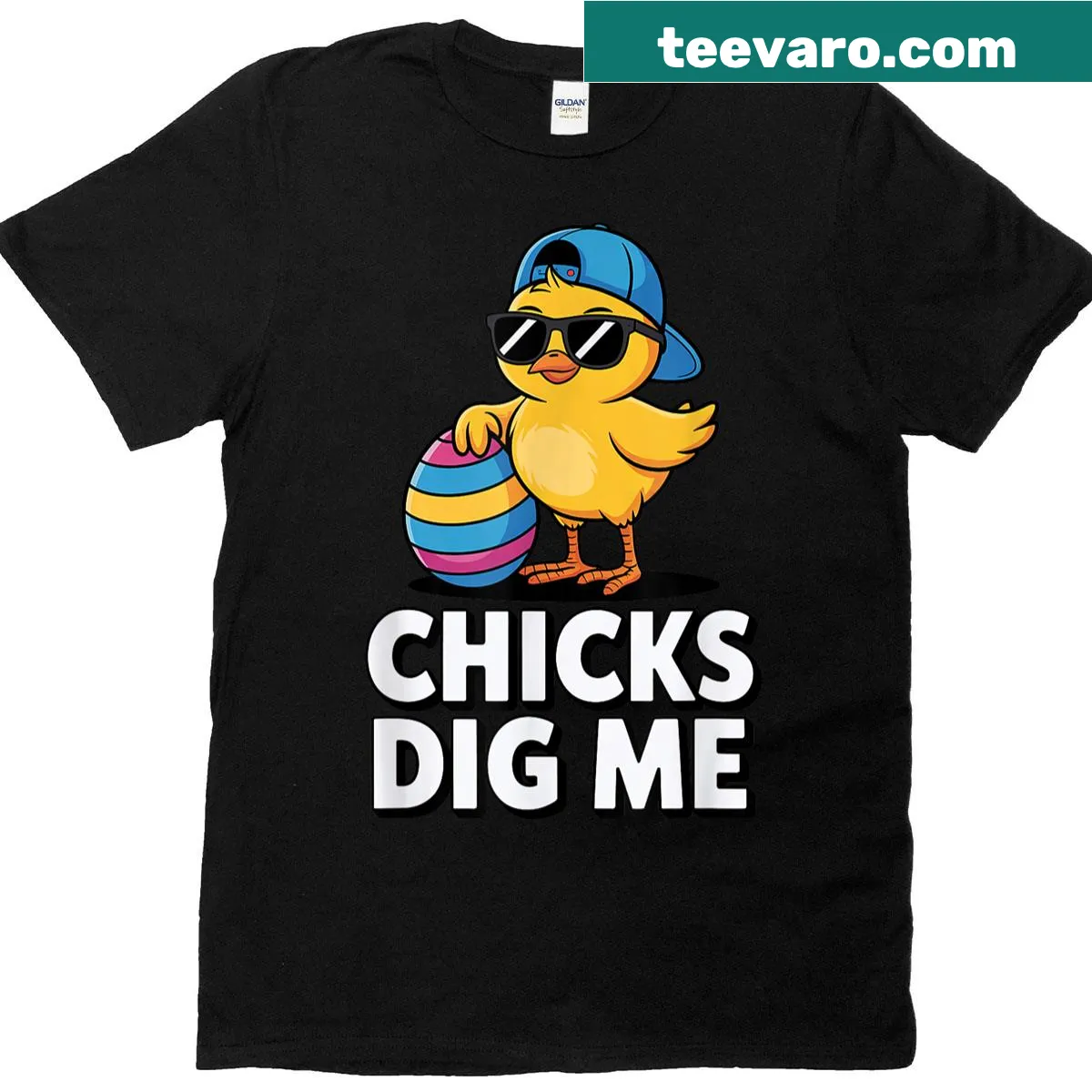 Toddler Easter t-shirt with 'Chicks Dig Me' text — on a men's t-shirt