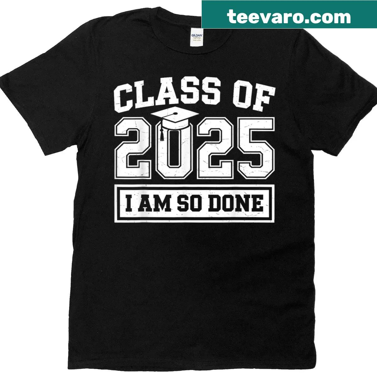 Graduation T-shirt with the text 'I Am So Done' for Class of 2025 — on a men's t-shirt