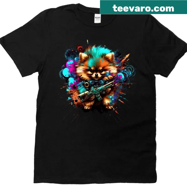 Oversized T-shirt featuring a cute Pomeranian illustration