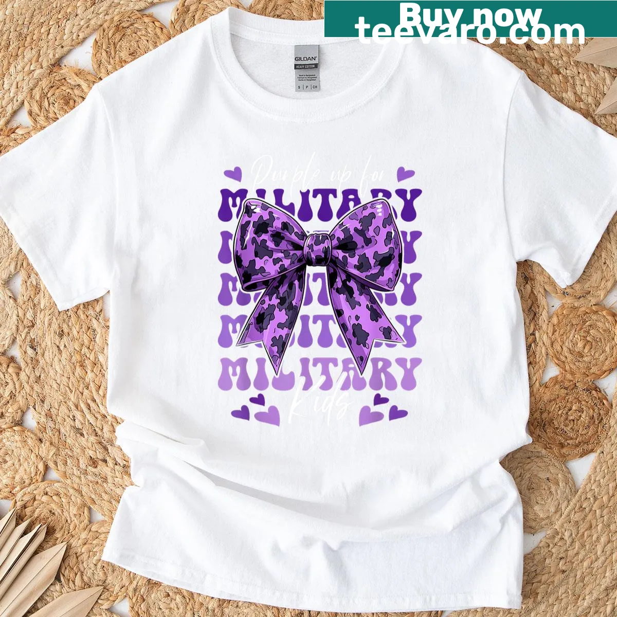 Playful coquette bow graphic for military kids on a T-shirt — on a men's t-shirt