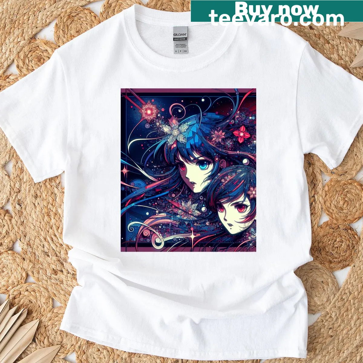 Cosmic Dreamscape graphic long t-shirt — on a men's t-shirt