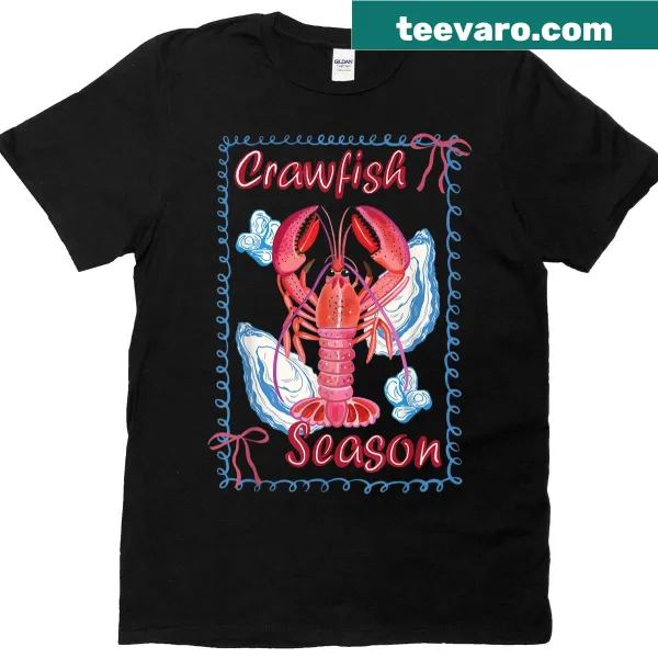 Funny T-shirt with a leopard and crawfish boil illustration