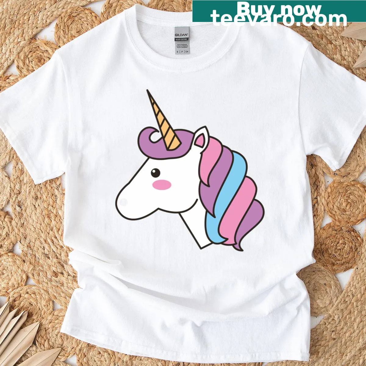 Adorable unicorn head illustration on a kids' T-shirt — on a men's t-shirt