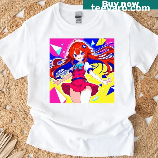 Redhead anime girl illustration t-shirt