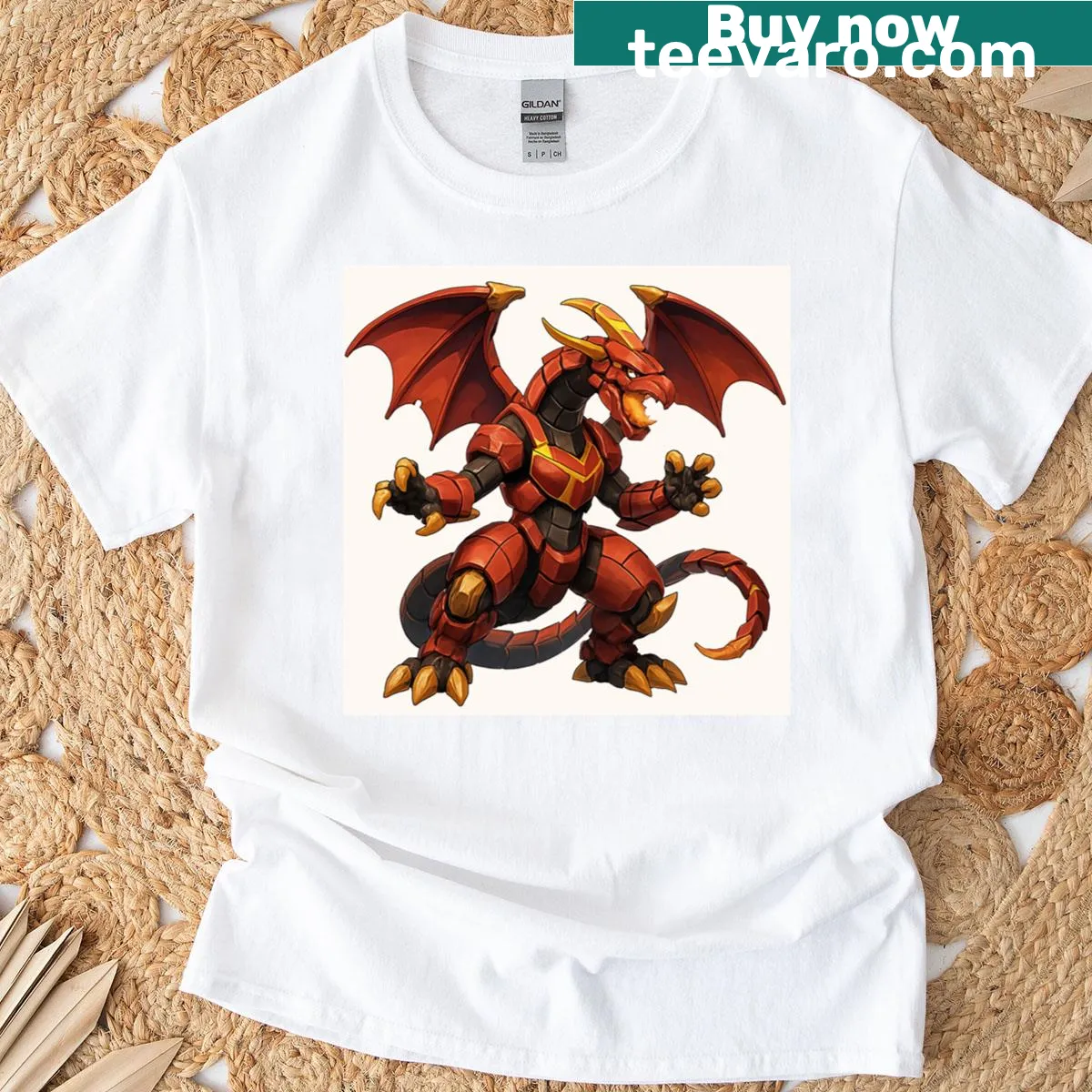 Digital art T-shirt featuring Dragonoid from Bakugan — on a men's t-shirt