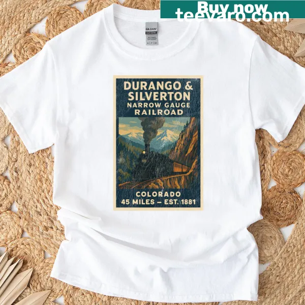 Illustration of the Durango Silverton Narrow Gauge train on a T-shirt