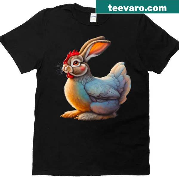 Oversized T-shirt with a cute Easter chicken illustration