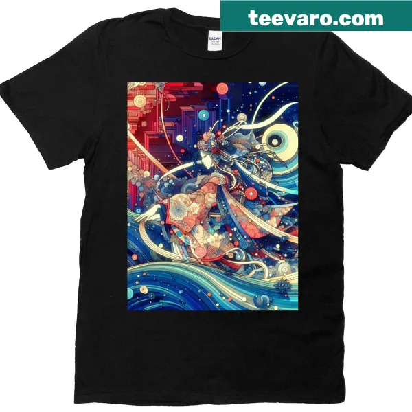 Graphic T-shirt featuring ethereal waves design