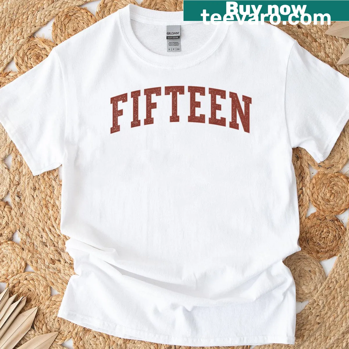 Minimalist t-shirt design for 15th birthday celebration — on a men's t-shirt