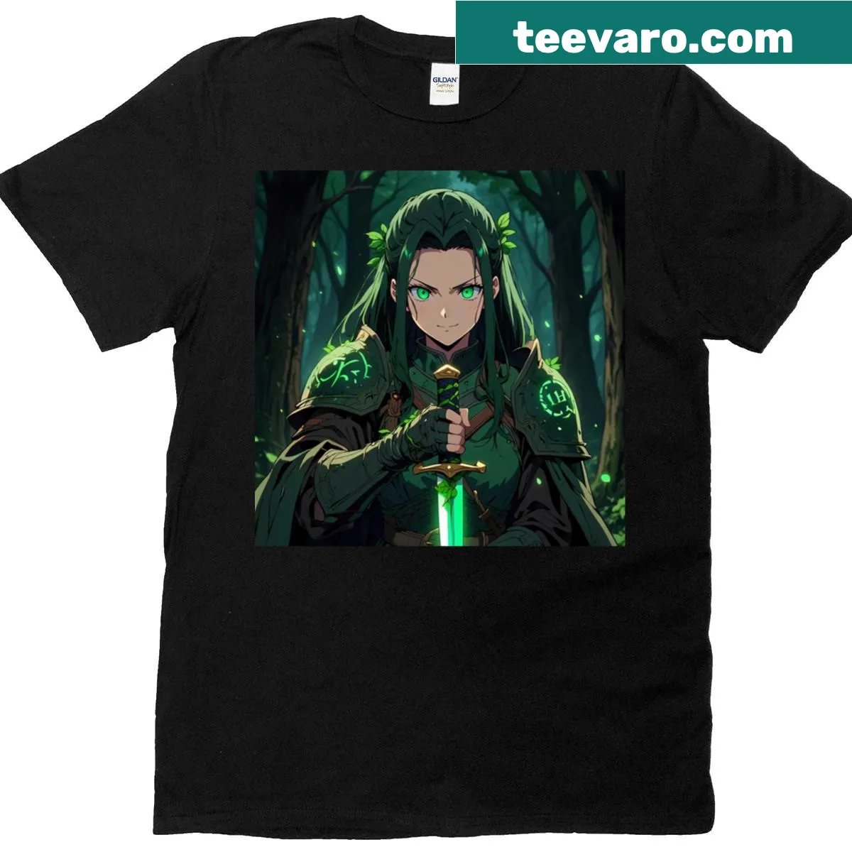 Oversized T-shirt with fantasy warrior graphic — on a men's t-shirt