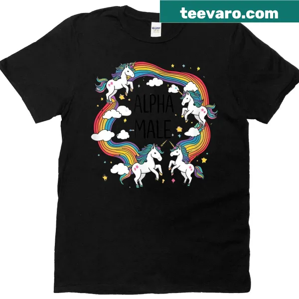 Colorful unicorns and humorous text on a T-shirt
