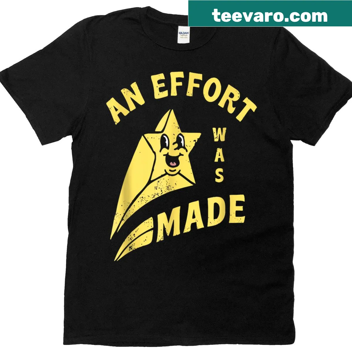 T-shirt with the humorous phrase 'An Effort Was Made' — on a men's t-shirt