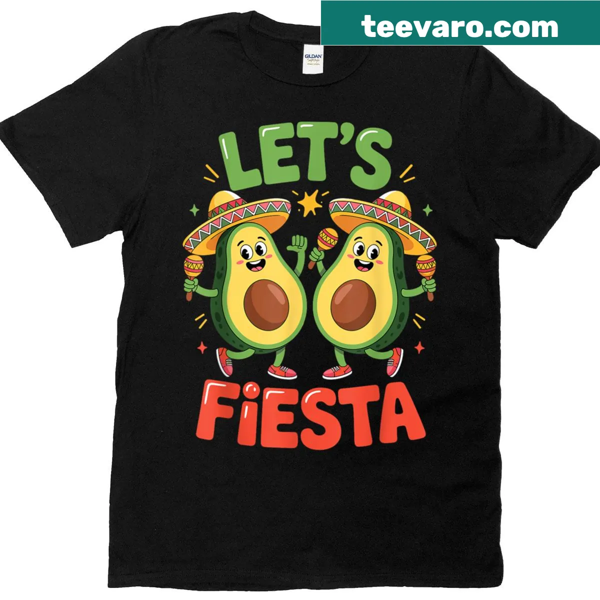 Funny avocado character celebrating Cinco de Mayo — on a men's t-shirt