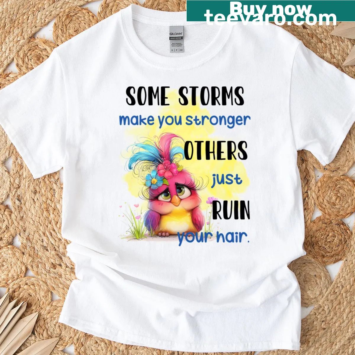Motivational bird quote graphic T-shirt — on a men's t-shirt